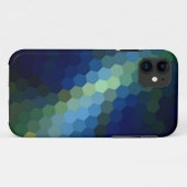 Coques Case-Mate iPhone hexagone bleu rétro art abstrait transparent (Dos (Horizontal))
