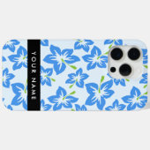 Coques Case-Mate iPhone Hibiscus Bleu, Fleurs Bleues, Votre Nom (Verso (horizontal))