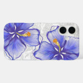 Coques Case-Mate iPhone Hibiscus & dentelle BLEU (Verso (horizontal))