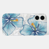 Coques Case-Mate iPhone Hibiscus & dentelle TURQUOISE (Verso (horizontal))