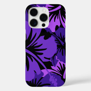 Coques iPhone 16 Pro Hibiscus épopé Floral Hawaïen violet noir