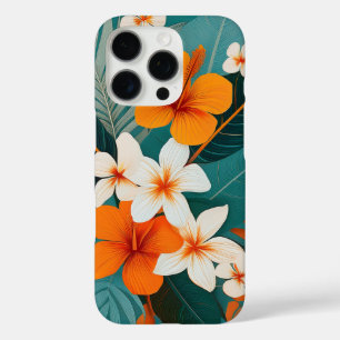 Coques iPhone 16 Pro Hibiscus et Plumeria hawaïens modernes du milieu d