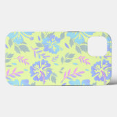 Coques Case-Mate iPhone Hibiscus fleurs violet bleu Jaune motif (Verso (horizontal))