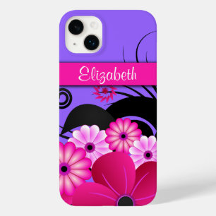 Coques Pour iPhone Hibiscus floral rose chaud Fuchsia et violet mince