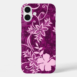 Coques iPhone 16 Plus Hibiscus hawaïen de Waimanalo Batik rose