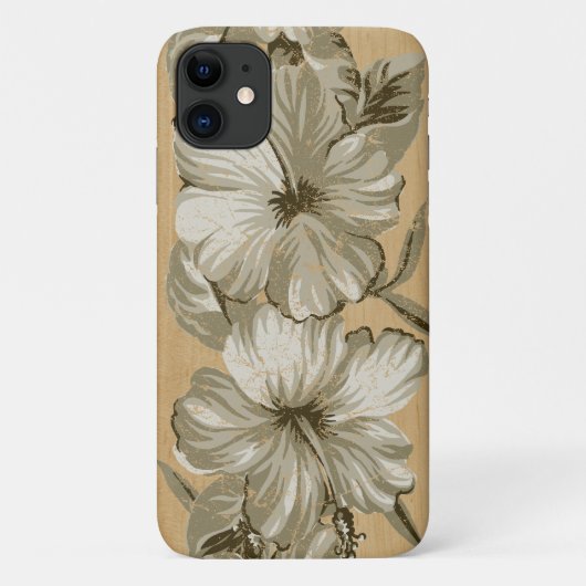 Coques Case-Mate iPhone Hibiscus hawaïens de Lanai Faux Wood (Dos)