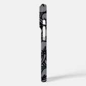 Coques Case-Mate iPhone Hibiscus hawaïens floraux de l'île gris rayé (Verso / Gauche)