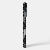 Coques Case-Mate iPhone Hibiscus hawaïens floraux de l'île gris rayé (Verso / Droite)