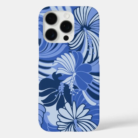 Coques Case-Mate iPhone Hibiscus Jungle Hawaiian Tropical Floral Blue (Verso)