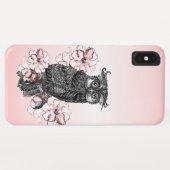Coques Case-Mate iPhone Hibiscus Rose Chouette Grise (Dos (Horizontal))