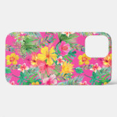 Coques Case-Mate iPhone Hibiscus rose et jaune tropical (Verso (horizontal))