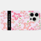 Coques Case-Mate iPhone Hibiscus Rose, Fleurs Roses, Votre Nom (Verso (horizontal))