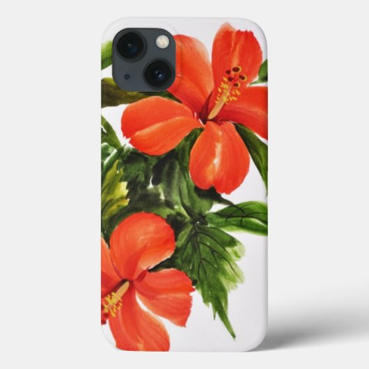 Coques Case-Mate iPhone Hibiscus rouge chaud (Verso)