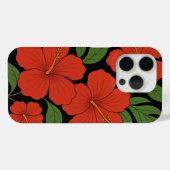 Coques Case-Mate iPhone Hibiscus rouge d'élégance tropicale sur noir (Verso (horizontal))