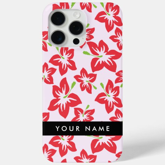Coques Case-Mate iPhone Hibiscus Rouge, Fleurs Rouges, Votre Nom (Verso)