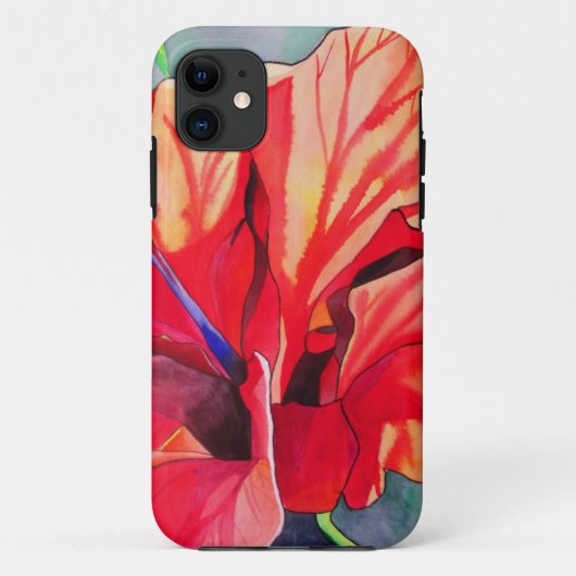 Coques Case-Mate iPhone Hibiscus rouge fleurs tropicales aquarelle art (Dos)