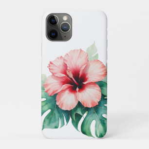 Case-Mate iPhone Case Hibiscus rouge hawaïen avec Monstera Hawaii Love