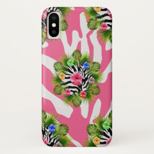 Etui iPhone Case-Mate Hibiscus tropical et rayures exotiques de zèbre ro