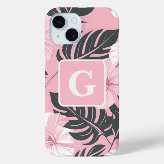 Coques Case-Mate iPhone Hibiscus tropical Manogramme (Verso)