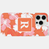 Coques Case-Mate iPhone Hibiscus tropical personnalisé Monogramme (Verso (horizontal))