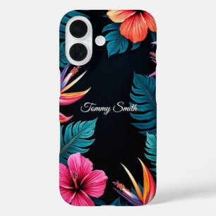 Coques iPhone 16 Hibiscus tropicaux & Oiseau du Paradis Design flor