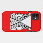 Coques Case-Mate iPhone Hibou abstrait décoratif (noir, blanc et rouge) (Dos (Horizontal))