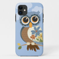 Hibou avec les fleurs vintages