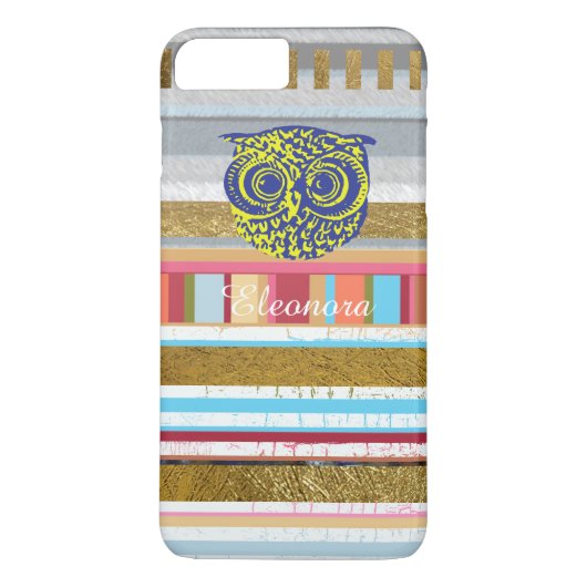 Coques Case-Mate iPhone hibou, bandes et nom (Dos)