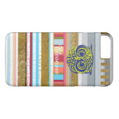 Coques Case-Mate iPhone hibou, bandes et nom (Dos (Horizontal))