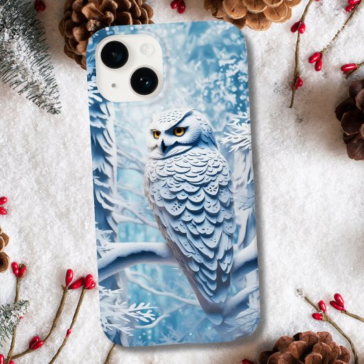 Coques Case-Mate iPhone Hibou Blanc Papier Découpé Hiver