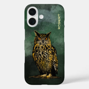 Coques iPhone 16 Hibou de l'aigle dans la forêt crépusculaire
