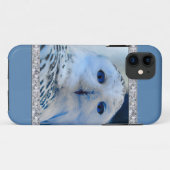 Coques Case-Mate iPhone Hibou de neige observé par bleu (Dos (Horizontal))