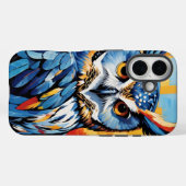 Coques Case-Mate iPhone Hibou en denim bleu (Verso (horizontal))
