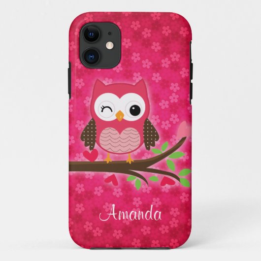 Coques Case-Mate iPhone Hibou mignon de roses indien Girly (Dos)