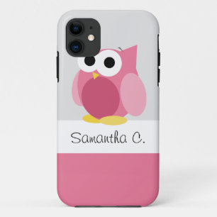 Coque Case-Mate Pour iPhone Hibou rose drôle - caisse personnalisée de
