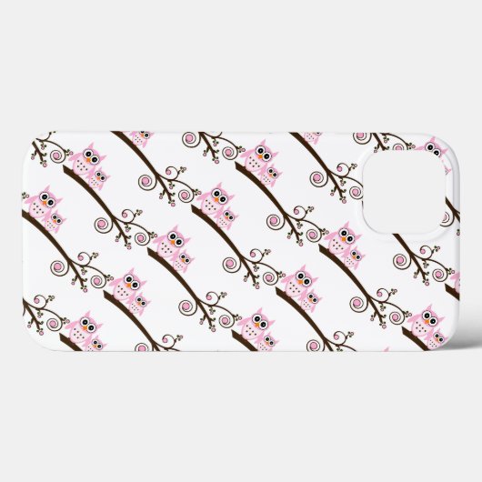 Coques Case-Mate iPhone Hiboux à thème blanc et rose (Verso (horizontal))