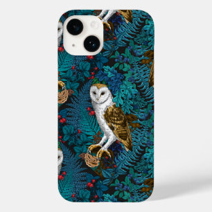 Coque Pour iPhone 14 Hiboux, fougères, chêne et baies 3