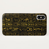 Coques Case-Mate iPhone Hiéroglyphes antiques égyptiens d'or sur le noir (Dos (Horizontal))