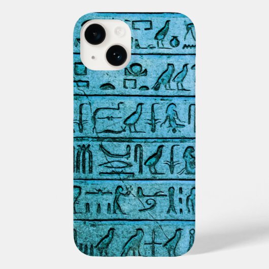 Coques Case-Mate iPhone Hiéroglyphes égyptiens anciens bleu iPhone 14 Coqu (Verso)