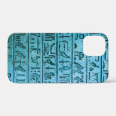 Coques Case-Mate iPhone Hiéroglyphes égyptiens antiques bleu (Verso (horizontal))