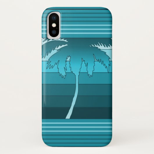 Coques Case-Mate iPhone Hilo Palmiers hawaïens rayés Turquoise (Dos)