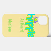 Coques Case-Mate iPhone Hippie au coeur Turquoise Nom Personnalisé (Verso (horizontal))