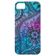 Hippie floral Motif - Bleu par Megaflora