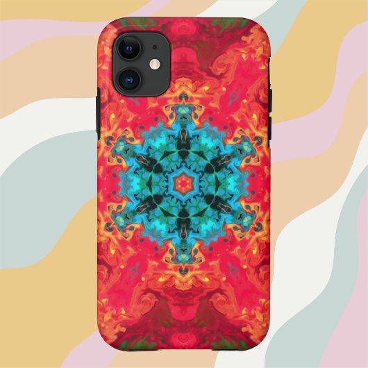 Coques Case-Mate iPhone Hippie psychédélique bleu et rouge