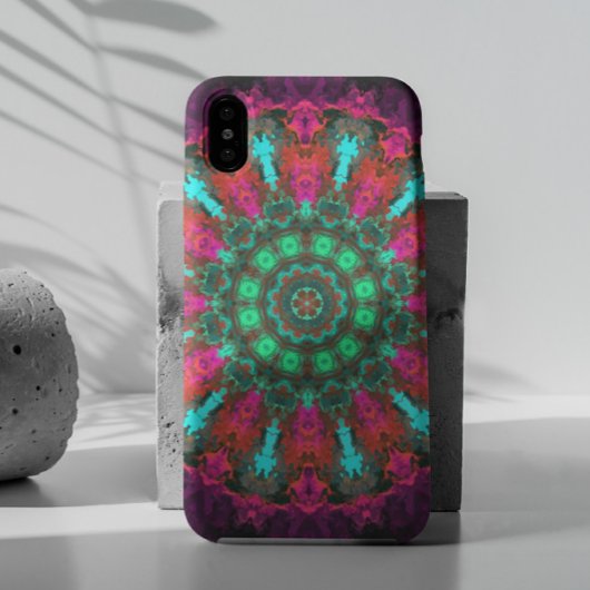 Coques Case-Mate iPhone Hippie psychédélique violet rose et Turquoise