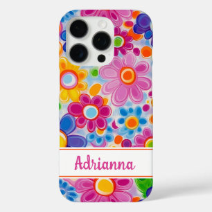 Coques iPhone 16 Pro Hippie Rétro Groovy Floral Personnalisé