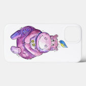 Coques Case-Mate iPhone Hippo mignon violet blanc (Verso (horizontal))