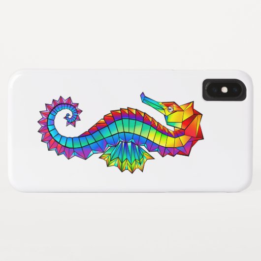 Coques Case-Mate iPhone Hippocampe polygonal arc-en-ciel (Dos (Horizontal))