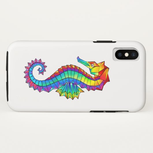 Coques Case-Mate iPhone Hippocampe polygonal arc-en-ciel (Dos (Horizontal))