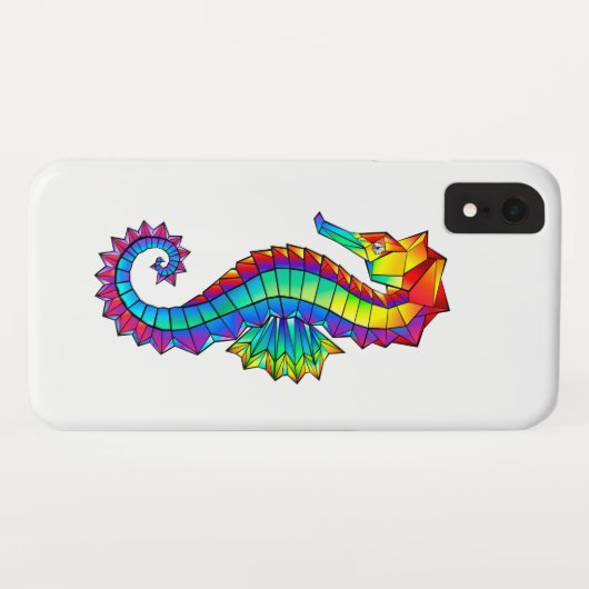 Coques Case-Mate iPhone Hippocampe polygonal arc-en-ciel (Dos (Horizontal))